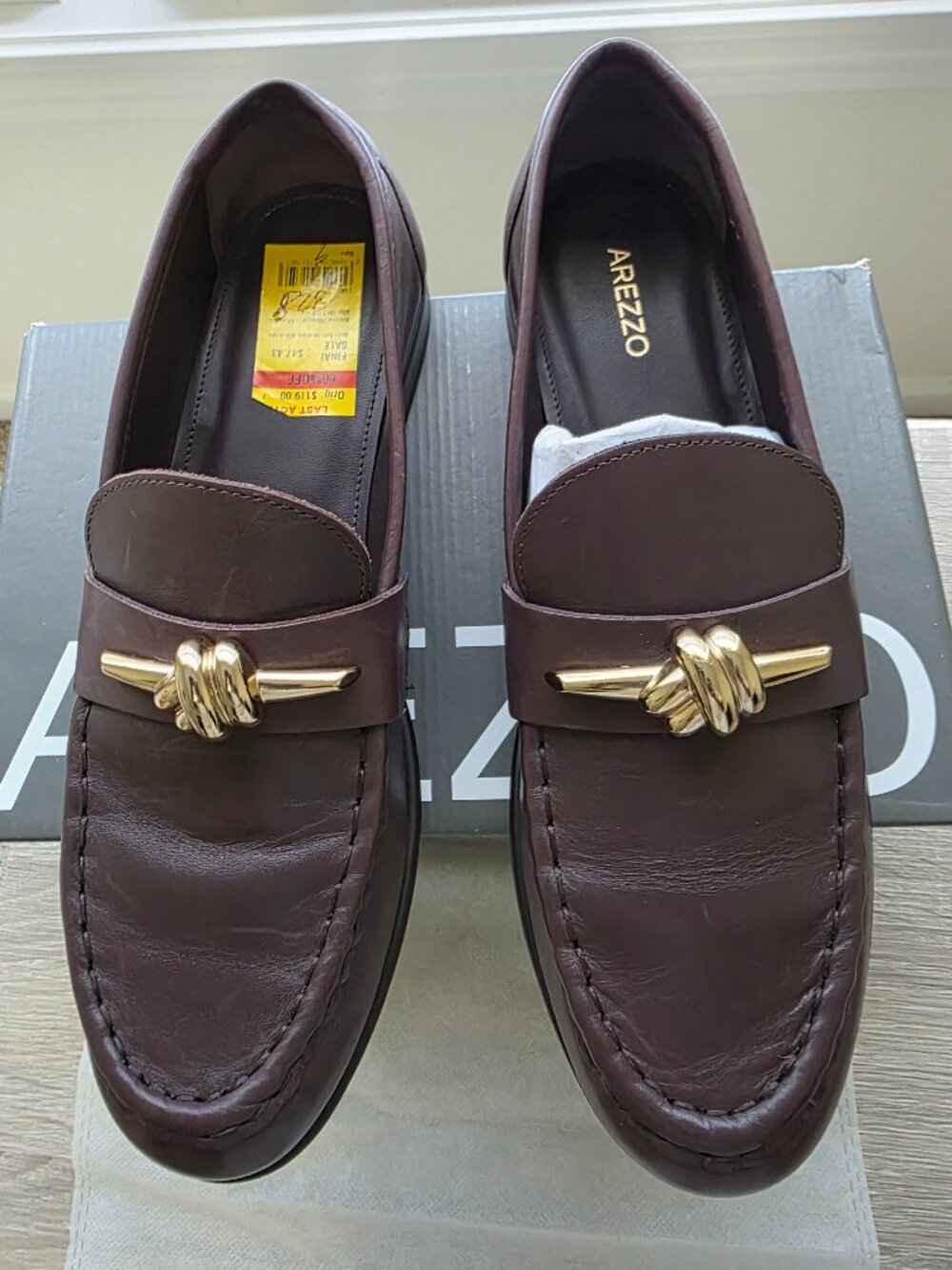 AREZZO WOMEN'S CLAUDIE SLIP ON LOAFERS SIZE 9B GRAPE BROWN